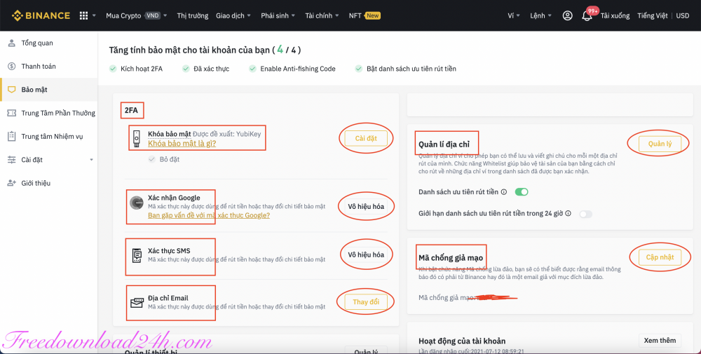 Bảo mật 2FA Binance