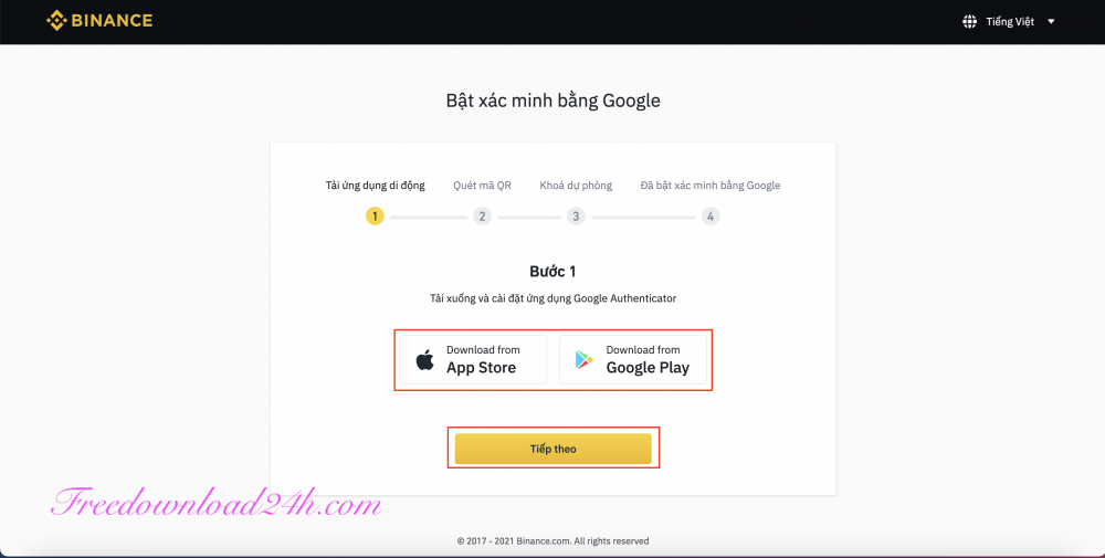 Bảo mật Goolge tài khoản Binance