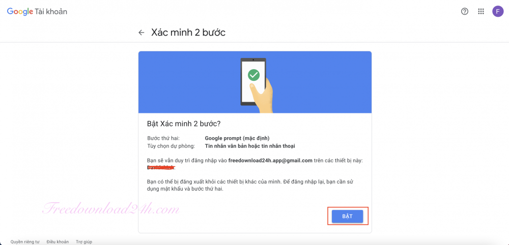 Bảo mật xác minh 2 bước Gmail