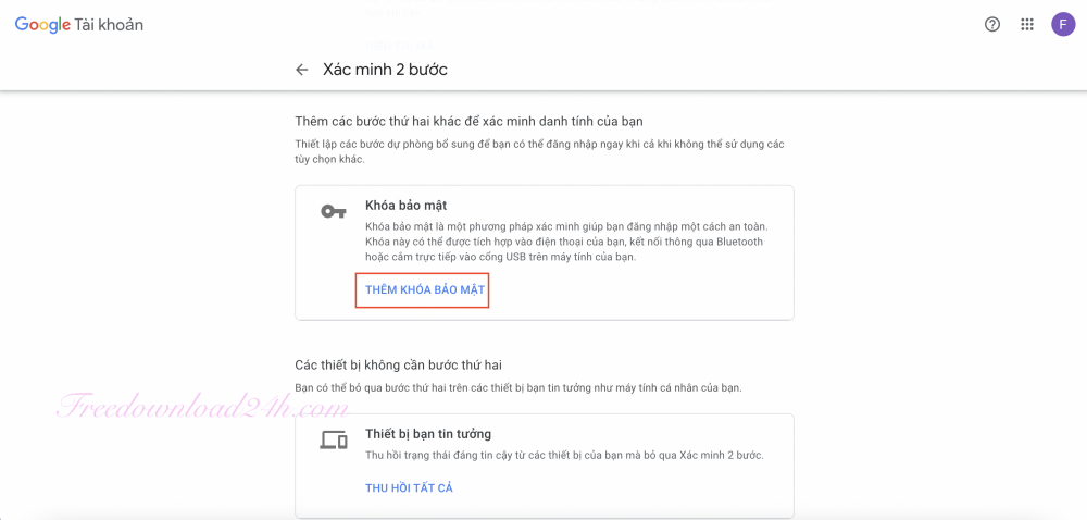 Khoá bảo mật Gmail 