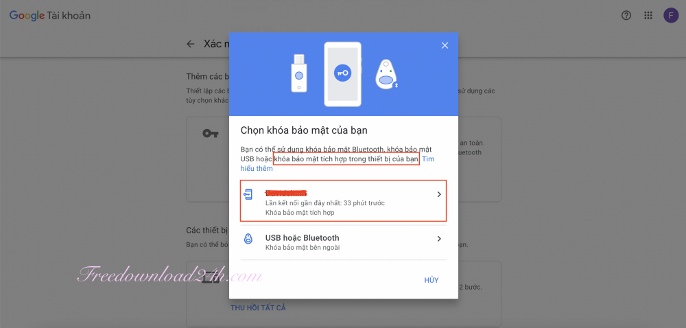 Khoá bảo mật Gmail