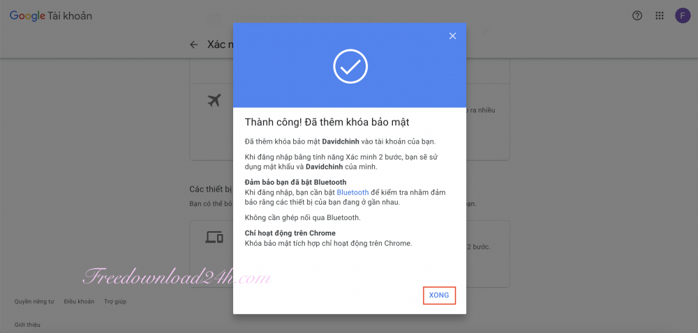 Khoá bảo mật Gmail 