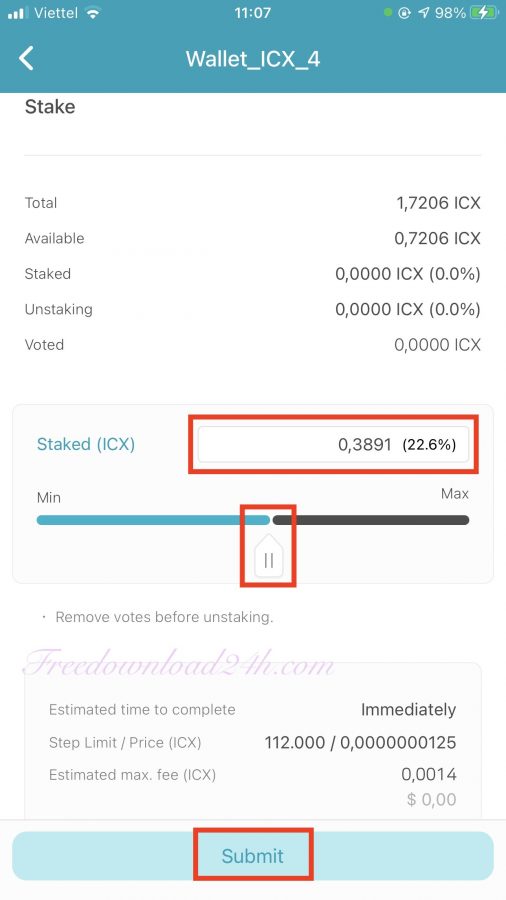 Stake ICX coin trên ứng dụng ICONex
