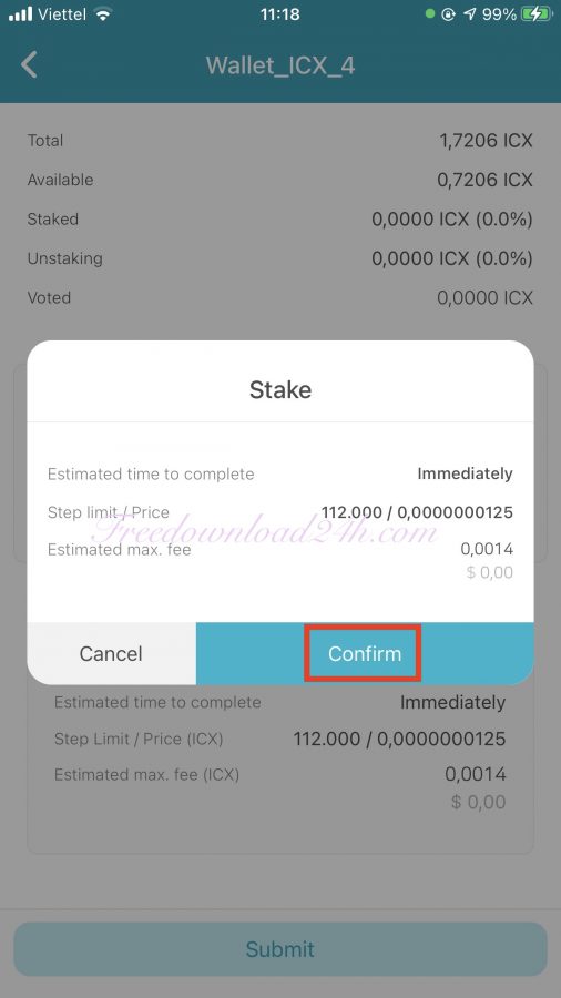 Stake ICX coin trên ứng dụng ICONex 