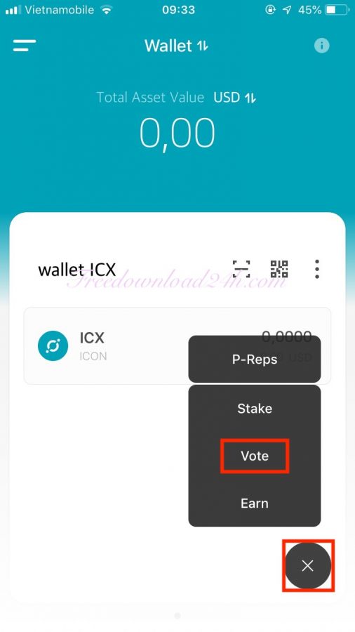 Stake ICX coin trên ứng dụng ICONex 