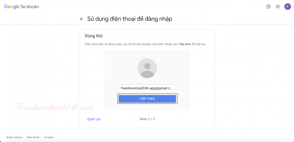 Sử dụng điện thoại để đăng nhập Gmail