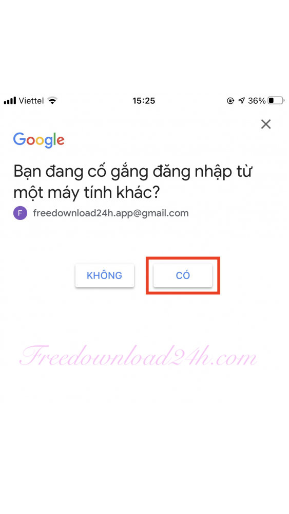 Sử dụng điện thoại để đăng nhập Gmail