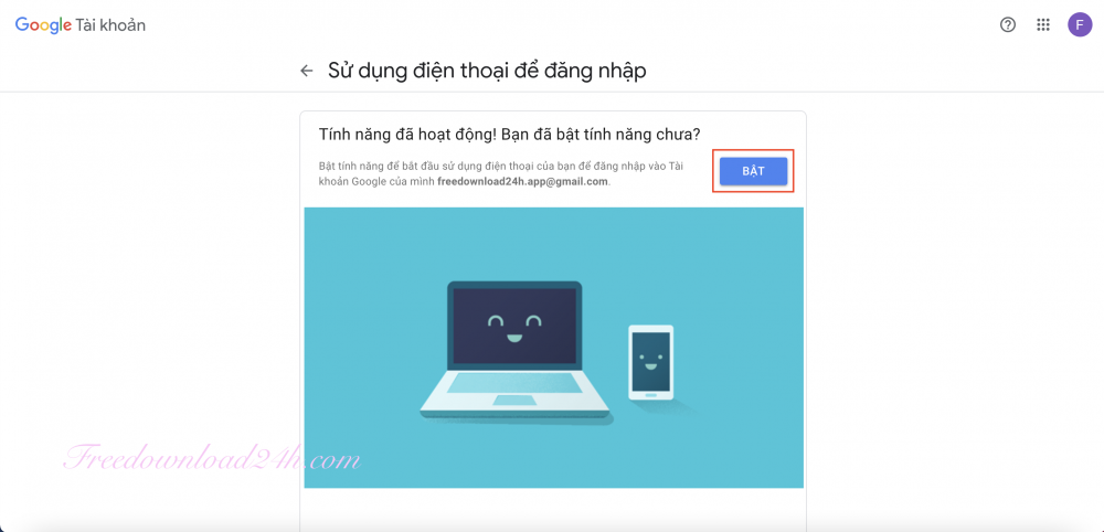 Sử dụng điện thoại để đăng nhập Gmail