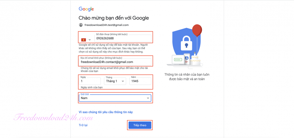 Tạo Tài Khoản Gmail trên máy tính