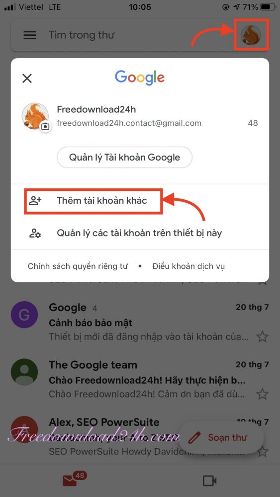 Tạo nhiều tài khoản Gmail trên điện thoại