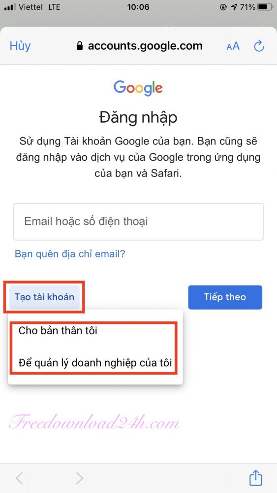 Tạo nhiều tài khoản Gmail trên điện thoại