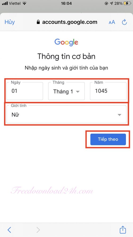 Tạo tài khoản Gmail trên điện thoại 