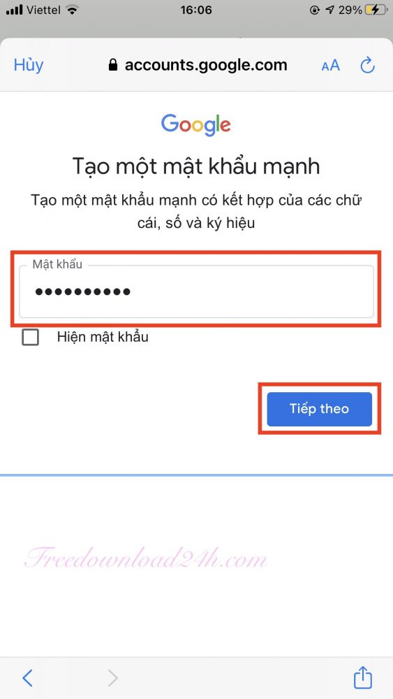 Tạo tài khoản Gmail trên điện thoại