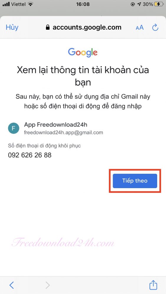 Tạo tài khoản Gmail trên điện thoại