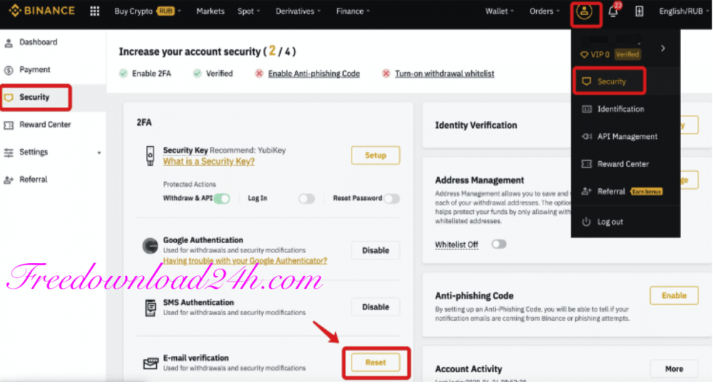 Thay đổi Email Binance