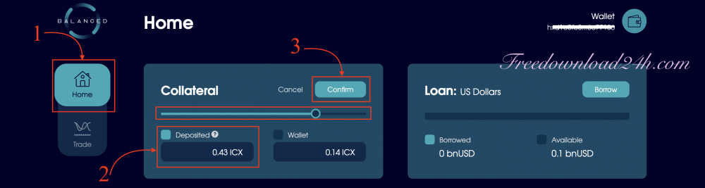 Thế chấp ICX vay bnUSD 