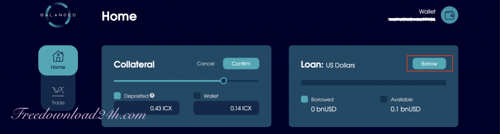 Thế chấp ICX vay bnUSD 