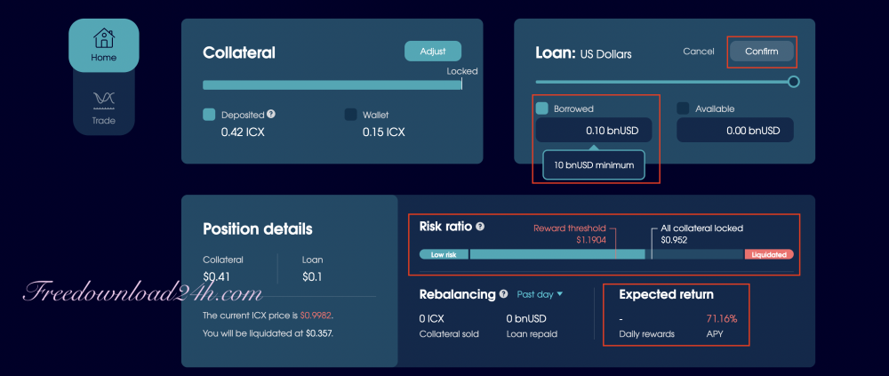 Thế chấp ICX vay bnUSD 