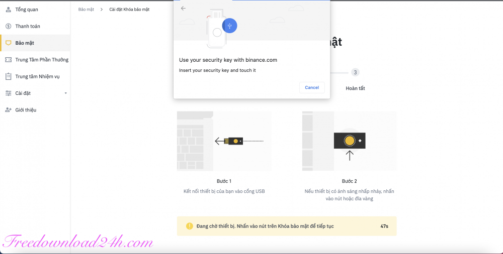 Bảo mật 2FA binance bằng YubiKey